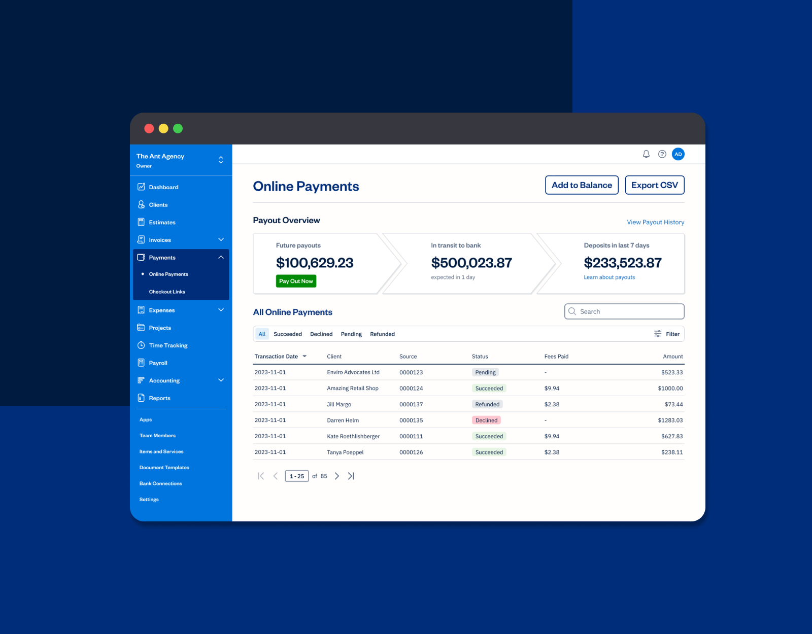FreshBooks Instant Payouts